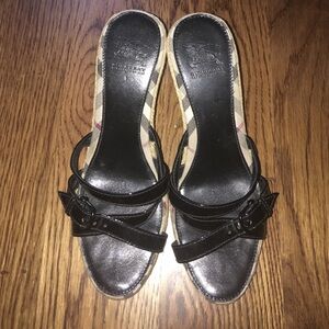 Burberry Black Leather Open-Toe Slide Sandals